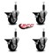 Service Caster 3.5'' Black Poly Swivel 1'' Expanding Stem Caster Set with Brake, 4PK SCC-EX20S3514-PPUB-BLK-PLB-1-4 - alternate 3